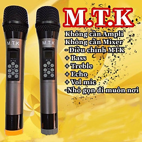 Mua Micro đa năng MTK hát karaoke không dây phù hợp mọi loa kéo  bắt âm tốt  chỉnh bass-treble-echo trên thân mic sóng xa