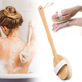 Bộ 5 Bàn Chải Tắm Cán Gỗ Tự Nhiên Làm Sạch Da, Chà Lưng Tắm Tẩy Tế Bào Chết, Gậy Tắm Massage Cơ Thể Body Cực Sạch Loại I