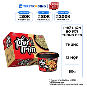 Thùng 12 Hộp Phở Trộn Bò Sốt Tương Đen Cung Đình Kool (80g / Hộp)