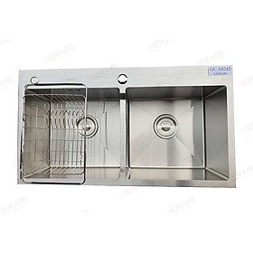 Chậu rửa bằng thép không gỉ (2 hố lệch phụ kiện đi kèm chât liệu Inox 304 cao cấp thương hiệu GERARI)
