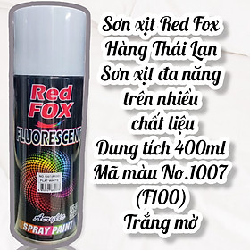 Sơn xịt đa năng Red Fox - Màu No.1007(F100) - Trắng mờ - Hàng Thái Lan- dung tích 400ml-Bao bì có thể thay đổi theo lô hàng