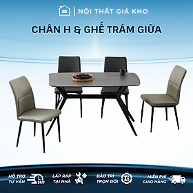 Mua Bộ bàn ăn mặt đá phiến ceramic chân chữ H kết hợp ghế trám giữa