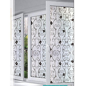 1m dán kính tĩnh điện hoa uốn lượn đen khổ 45cm