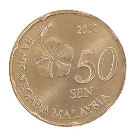 Mua xu Thế giới  đồng xu 50 sen Malaysia màu vàng sưu tầm