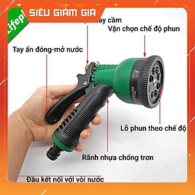 Vòi xịt nước tưới cây rửa xe 8 chế độ 206815