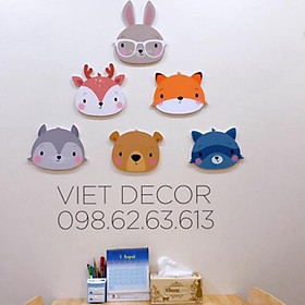 TRANH DECOR Dán tường Trang trí Nhà cửa – Bộ tranh Dán tường Hươu Gấu Thỏ - Fomex Dày dặn, Có sẵn băng keo đi kèm