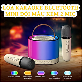 Mua Loa Karaoke Bluetooth Mini Có Led Đổi Màu K52 Kèm 2 Mic