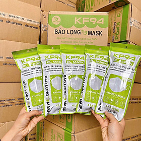 Thùng 300/200 khẩu trang KF94 4D Bảo Long Mask kháng khuẩn chống bụi mịn sản xuất tại Việt Nam theo công nghệ 4D và chuẩn KF94 Hàn Quốc - Đen - 300 cái