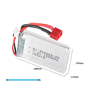 Pin 7.4v 1500mah T Pin sạc đồ chơi điều khiển có mạch bảo vệ xả 25c