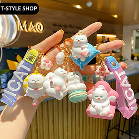 Móc khóa CAO CẤP Mèo nằm, ngồi trên gối và ghế đáng yêu