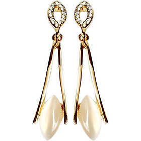 Bông Tai Tòng Teng Giọt Nước Crystal PNQ ER17006 - Vàng