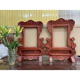 Mua Khung ảnh thờ cúng trạm khắc cành hoa mai bằng gỗ gõ kt lồng ảnh 20×30cm