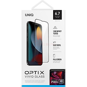 Dán màn hình cường lực Full viền chống bụi tĩnh điện Uniq Optix Vivid Glass iP 13 Series - Hàng chính hãng