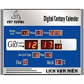 Đồng Hồ LED Treo Tường Kèm Lịch Vạn Niên Cát Tường – Loại Cao Cấp, Siêu Bền, Size Lớn 40x30cm