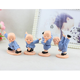 Bộ 4 Chú Tiểu Múa Võ Áo Xanh GROFA - Hàng chính hãng