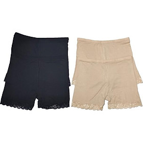 Combo 4 Quần mặc trong váy chất cotton siêu mịn 2 màu đen và 2 màu be