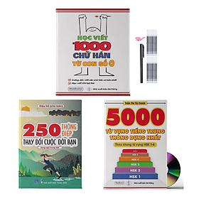 Download sách Sách - Combo 3: Học viết 1000 chữ Hán từ con số 0+250 Thông Điệp Thay Đổi Cuộc Đời Bạn+5000 từ vựng tiếng Trung thông dụng theo khung HSK +DVD tài liệu