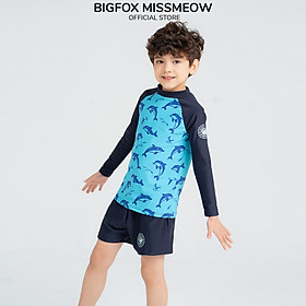 Bộ đồ bơi bé trai Bigfox Miss Meow tay dài vải thun co dãn, nhanh khô style Hàn size đại cỡ trẻ em 90,120,140 20kg 25kg