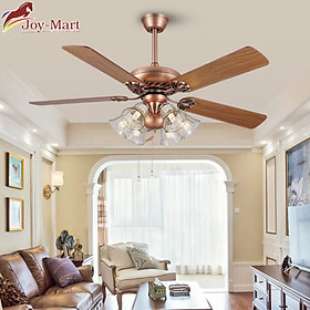 Mua Quạt Trần Đèn Cánh Gỗ Tân Cổ Điển MQT2533 Sải Cánh 1320mm  6 Chao Đèn Đui E27  Động Cơ AC