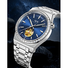 Đồng hồ nam chính hãng I&W Carnival 761G-T2 hàng mới fullbox ,kính sapphire,chống xước,chống nước 50m,Bh 24 tháng,máy cơ (automatic),mặt xanh Navy lộ cơ dây thép xịn