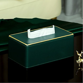 Luxury Royal Green PU Leather Tissue Box Desktop Organizer Box Remote Control Storage Case