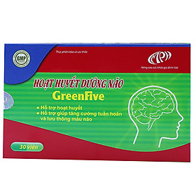 Hoạt huyết dưỡng não GreenFive - Tăng cường tuần hoàn não, Giảm rối loạn tiền đình, giảm di chứng sau tai biến mạch máu não do tắc mạch - Hộp 3 vỉ x 10 viên. SP đạt chuẩn GMP – WHO.