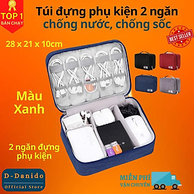 Túi đựng phụ kiện điện thoại 2 ngăn lớn vải Oxford cải tiến kích thước 27cm nhiều ngăn chống nước, chống sốc - Hàng chính hãng D Danido