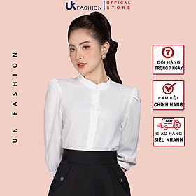 Áo Sơ Mi Nữ UK Fashion Thiết Kế Cổ Tàu Tay Bồng Kiểu Dáng Thanh Lịch, Chất Voan Tơ Mềm Mịn Tôn Dáng NKSM2205008
