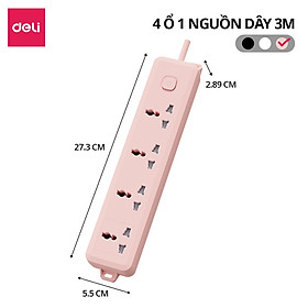[MẪU MỚI] Ổ Cắm Điện Deli Ổ ĐIện Đa Năng Chống Cháy Nổ 2500W Cổng Sạc USB/ TypeC Thông Minh Nhiều Màu Lựa Chọn