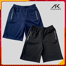 Combo 2 chiếc quần đùi nam thể thao Sport ngắn, quần short nam vải thun Poly 2 Da thoáng mát, độ co giãn cao hút ẩm tốt - Màu đen và xanh đen - XXXL