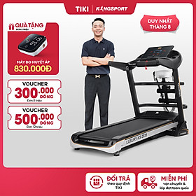 Máy chạy bộ KINGSPORT KS-2035 đa năng, thao tác phím cảm ứng, thiết kế sang trọng cứng cáp, kèm đai massage và thanh gập bụng, cân nặng phù hợp từ dưới 90-95kg