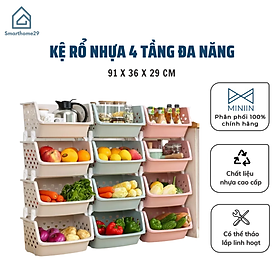 Kệ Rổ Nhựa 4 Tầng Đựng Đồ Đa Năng Cao Cấp - Ko Nắp Có Lỗ Thông Thoáng - Nhà Bếp, Phòng tắm, Phòng Ngủ Đều Để Được- Hàng Chính Hãng MINIIN(Giao Màu Ngẫu Nhiên)