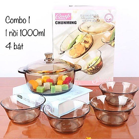 Mua BỘ 5 MÓN NỒI VÀ BÁT THỦY TINH CHUNMING
