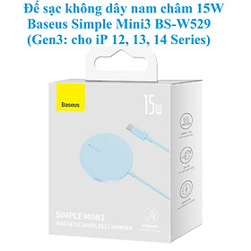 Đế sạc không dây nam châm 15W cổng Type_C Baseus Simple Mini3 BS-W529 (Gen 3) _ Hàng chính hãng - Xanh