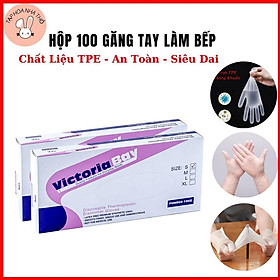 Hộp 100 Găng Tay Nấu Ăn Siêu Dai Victoria Bay, Chất Liệu TPE Không Mùi, Găng Tay Siêu Dai