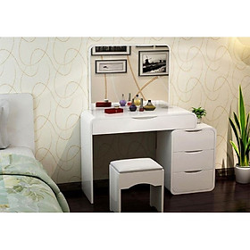 Mua Bàn Trang Điểm Gỗ Cao Cấp Góc Cạnh Bo Tròn Tặng Kèm Ghế Trang Điểm Dài 135x40x130cm (BTD-10)