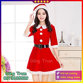 Trang phục Noel nữ, đầm noel chất liệu nhung siêu đẹp DT09