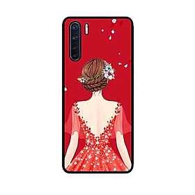 Ốp Lưng in cho Oppo A91 Mẫu Cô Gái Váy Đỏ - Hàng Chính Hãng