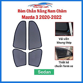 Bộ 4 rèm chắn nắng nam châm Mazda 3 2020-2021-2022 bản Sedan khung cố định chống tia UV