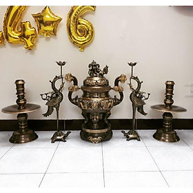 Mua Com bo Bộ Đỉnh Thờ Ngũ sự bằng đồng hun giả cổ hai công nghệ.