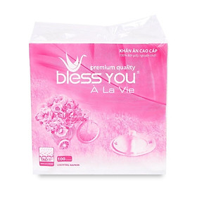 Gói 100 tờ khăn giấy vuông Bless You Cao Cấp 33x33cm