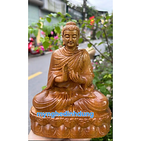Mua Tượng phật thích ca mẫu ni phật gỗ bách xanh thơm ngọt cao 30x21x14cm