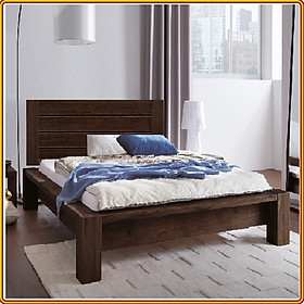 Giường ngủ Juno sofa gỗ sồi, mặt gỗ màu nâu óc chó