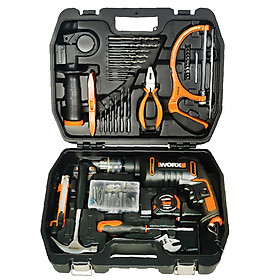 BỘ MÁY KHOAN ĐỘNG LỰC WORX ORANGE 600W 13MM WX317.3 KÈM 109 PHỤ KIỆN, ĐẦU MĂNG RANH