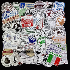 Bộ Sticker dán cao cấp chủ đề ĐÓNG DẤU PASSPORT - Dùng dán Xe, dán mũ bảo hiểm, dán Laptop...