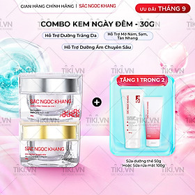 Bộ kem dưỡng ngày và đêm: Kem ban ngày 5 trong 1 (30ml) + Kem ban đêm (30g) giúp dưỡng ẩm, nâng tông, sáng da, làm mờ vết thâm, sạm, nám