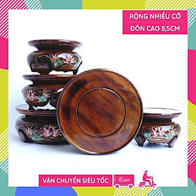 Mua Đôn gỗ tròn kê tượng thờ cúng vẽ sen nổi cao 8 5cm nhiều kích thước