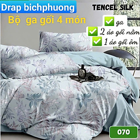 Bộ drap gối Tencel vải Hàn Quốc , đỉnh cao mát , mềm mại { drap và 3 áo gối