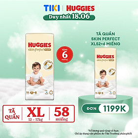 Tã quần Huggies Skin Perfect XL Super Jumbo 52+6 miếng với 2 vùng thấm giảm kích ứng da