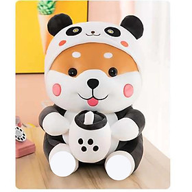 Thú nhồi bông shiba má hồng ôm bình sữa đáng yêu - Size từ 45cm đến 55cm - Quà tặng gấu bông shiba cosplay gấu trúc, thỏ êm mịn cho bé